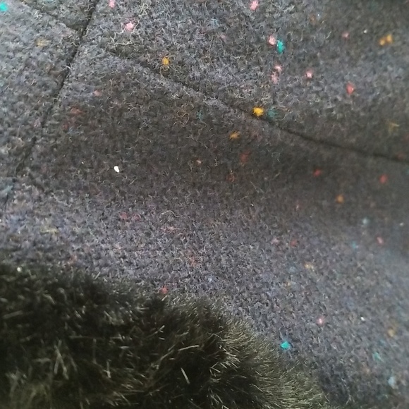 Talbots Navy Wool Blend Faux Fur Trimmed Jacket NWT size 12 - Picture 9 of 12